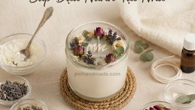Làm nến thơm hoa khô từ sáp đậu nành