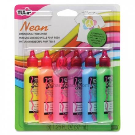 Set 6 màu Tulip neon vẽ nổi lên vải
