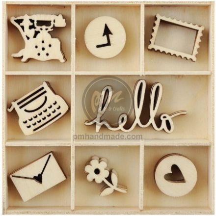 Set Gỗ Trang Trí Họa Tiết Hello Kaisercraft