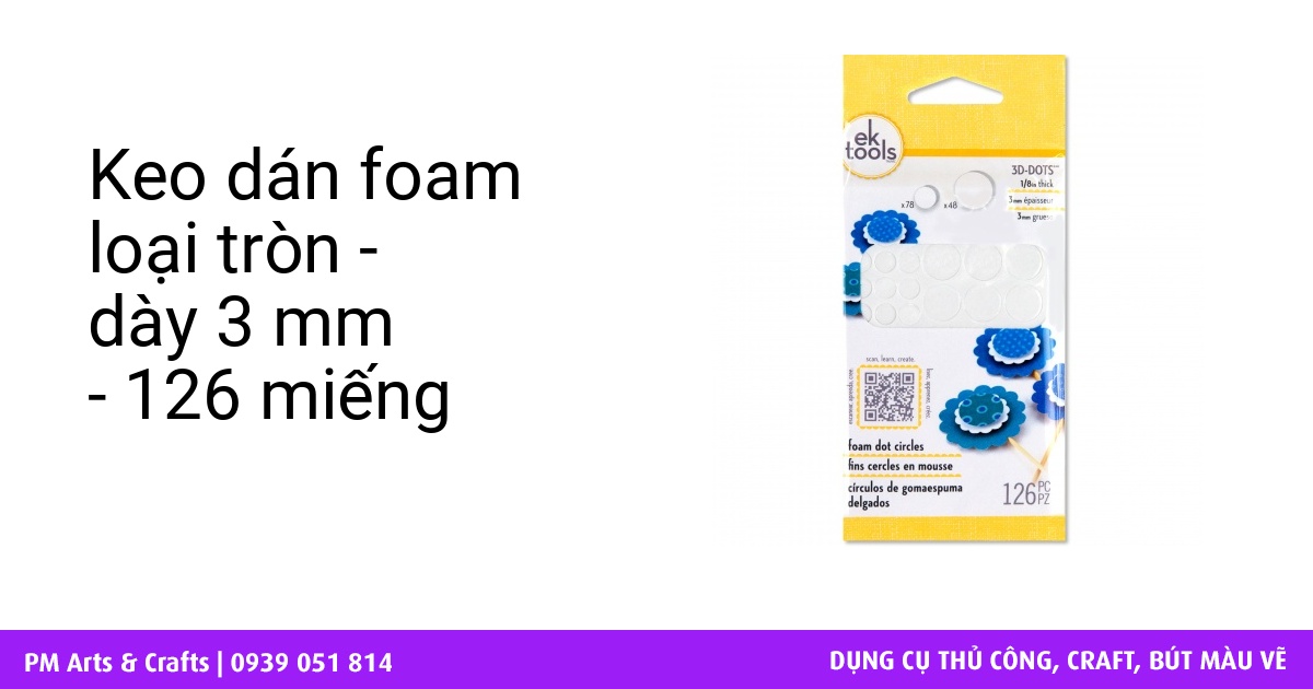 Keo dán foam loại tròn dày 3 mm 126 miếng