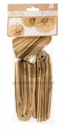 Set 3 quả cầu pompoms màu vàng gold