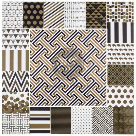 Paper pack nền đen, vàng, trắng kèm ánh nhũ 12