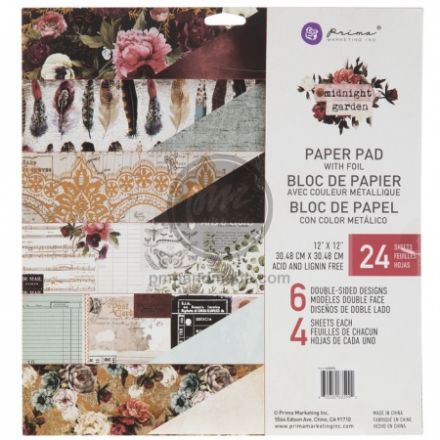 Paper pad mẫu hoa vườn 12" x 12"