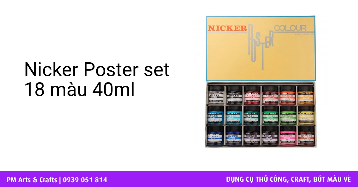 Nicker Poster set 18 màu 40ml, Nicker Poster