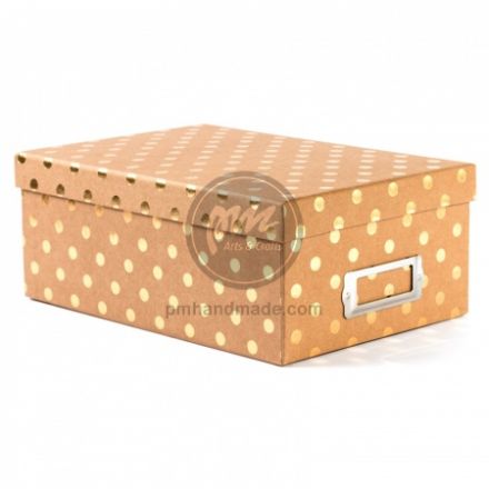 Hộp giấy màu nâu chấm bi vàng
