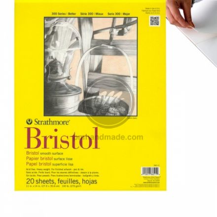 Tập giấy vẽ chì màu Strathmore Bristol smooth size 11"x14"