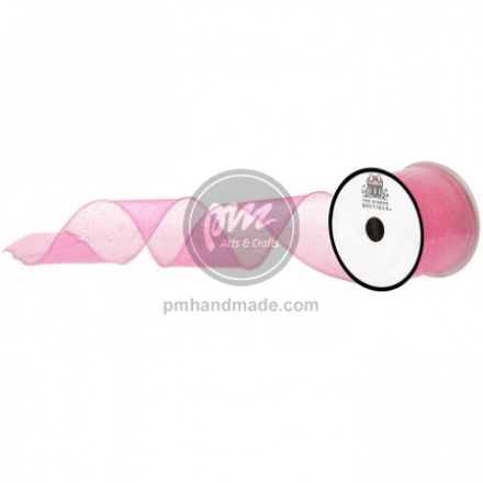 Ribbon nhựa PVC màu hồng ánh nhũ 6.4 cm