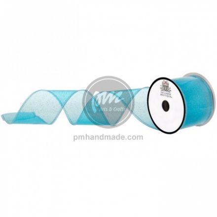 Ribbon nhựa PVC màu xanh ánh nhũ 6.4 cm