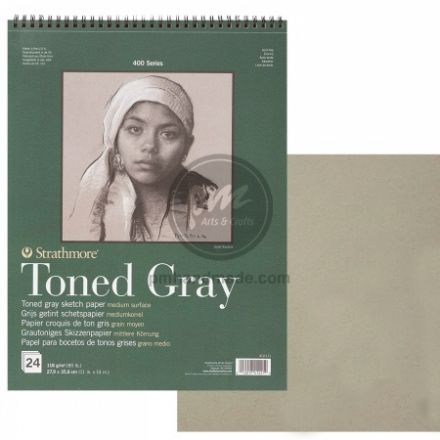 Tập giấy vẽ sketch Strathmore toned gray màu xám 400SR 11"X14"