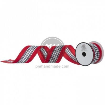 Ribbon caro đỏ/đen size 6.35cm x 90cm