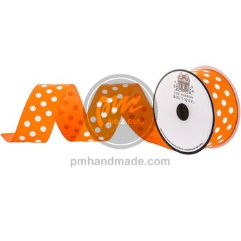 Ribbon chấm bi màu cam size 3.81 x 90 cm