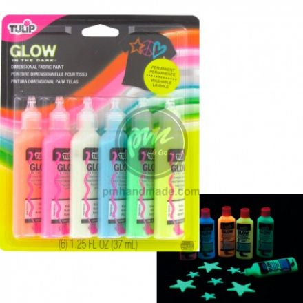 Set 6 màu Tulip dạ quang vẽ nổi lên vải