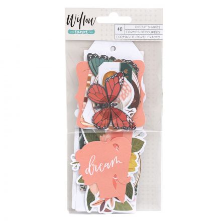Bộ 40 giấy cắt mẫu willow ephemera có đính foil
