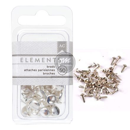 Hộp đinh ghim 2 chân American Crafts màu bạc size 0.47cm