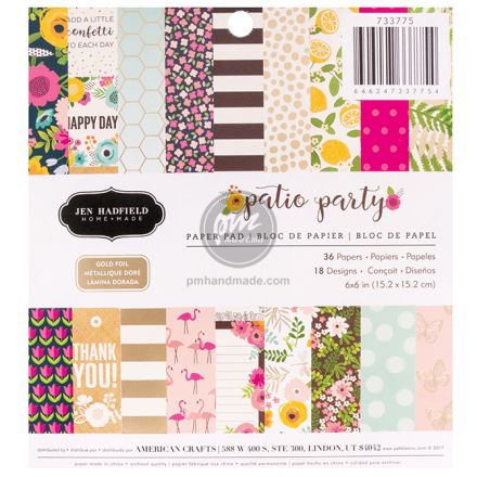 Tập paper pad mẫu patio party ép foil- 6"x6" - 36 tờ