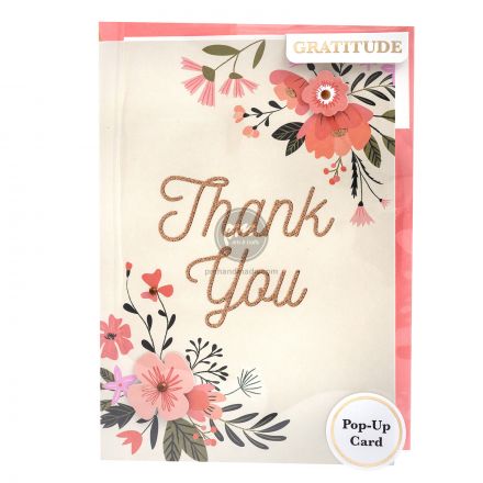 Thiệp pop up thank you viền hoa size 5"x7"