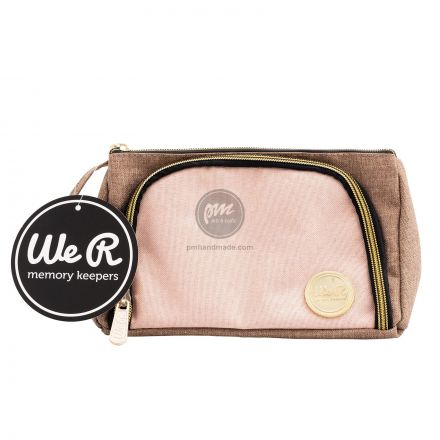 Túi đựng bút màu hồng và nâu We R Keeper