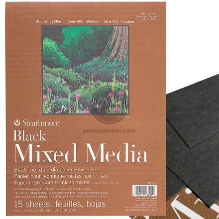 Tập giấy vẽ strathmore Mixed Media S400 giấy đen size 9x12"