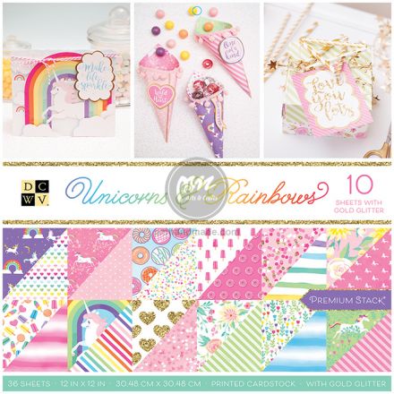 Tập Paper pad mẫu unicorns và rainbows đính kim tuyến (36 tờ)
