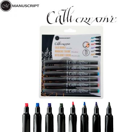 Bộ 6 bút thư pháp calligraphy màu nhũ nét nghiêng