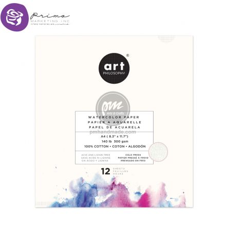 Tập giấy vẽ màu nước Prima 100% cotton size 30x30 cm