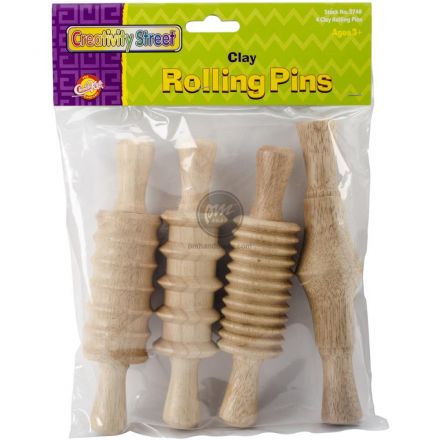 Bộ dụng cụ 4 con lăn đất sét bằng gỗ