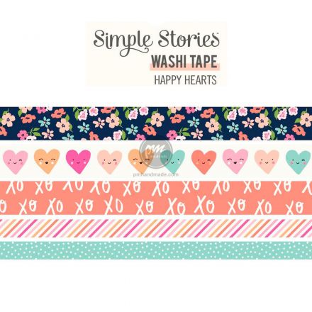Gói băng keo Washi Tape chủ đề Happy Hearts