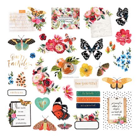 Bộ sticker mẫu Floral Collection Ephemera - 33 miếng