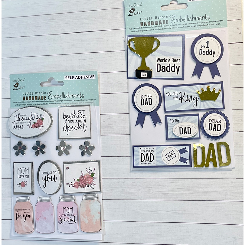 Bộ sticker Mom/Dad, Foil Embellishment , hình dán