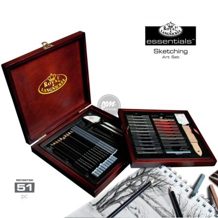 Hộp chì gỗ Royal sketching & graphite 51 món