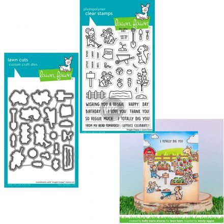 Combo dấu in và khuôn cắt mẫu Veggie Happy