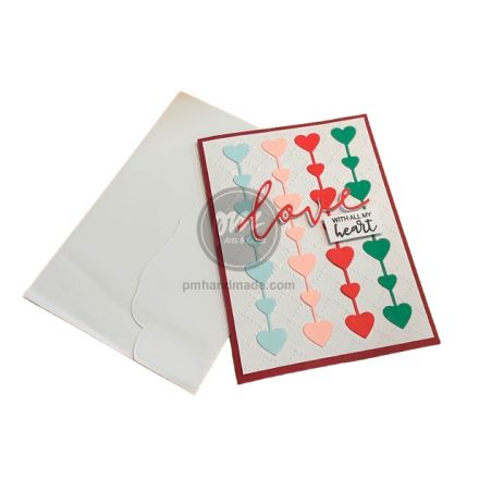 Thiệp dãy trái tim và chữ love size 11.2 x 15.5 cm