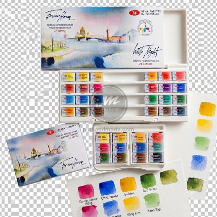 Bộ màu nước họa sĩ "white nights" pans hộp nhựa